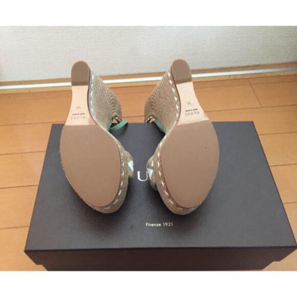 NIB Gucci Mint Green Espadrille Wedge Sandals with Braided Detail - Size 38.5 - Picture 4 of 4